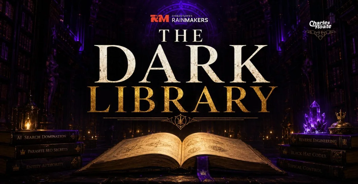 The Dark Library: private AI SEO course material from AI SEO Rainmakers on AI search domination, parasite SEO, entity authority and black hat methods